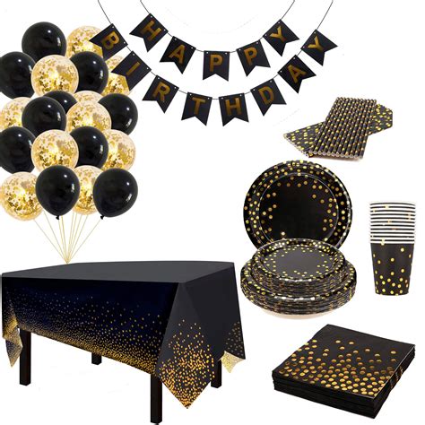 black and gold party plates